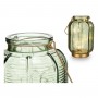 LED Lantern Stripes Golden Green Glass (13,5 x 22 x 13,5 cm)