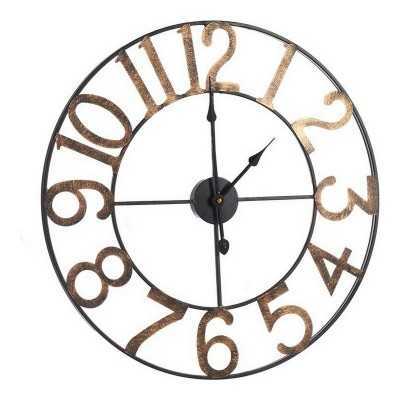 Wall Clock Black Golden Metal (60 x 4,5 x 60 cm)