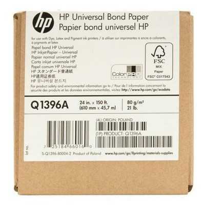 Rouleau de papier pour traceur HP Q1396A 80 g/m² 610 mm x 45,7 m Blanc