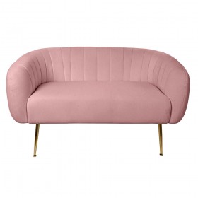 Sofa DKD Home Decor Pink Golden Foam Wood Metal Plastic Modern 129 x 75 x 73 cm