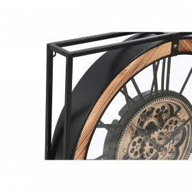 Wall Clock Home ESPRIT Black Natural Iron MDF Wood 72 x 10 x 72 cm