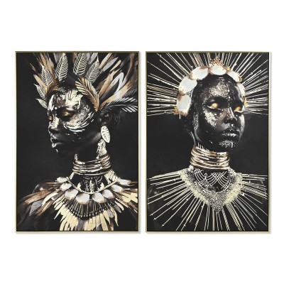 Painting Home ESPRIT Colonial African Woman 80 x 3,5 x 120 cm (2 Units)
