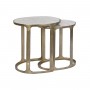 Set of 2 tables Home ESPRIT White Silver Aluminium Marble 55 x 39 x 56 cm