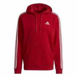 Sweat à capuche homme Adidas Essentials Fleece 3 Stripes Rouge