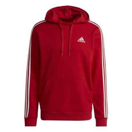 Herren Sweater mit Kapuze Adidas Essentials Fleece 3 Stripes Rot