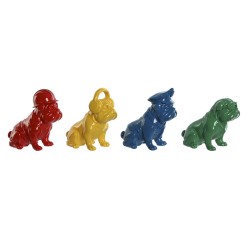 Decorative Figure Home ESPRIT Yellow Blue Red Green Lacquered 19,5 x 11 x 20,5 cm (4 Units)
