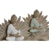 Decorative Figure Home ESPRIT White Green Buddha Oriental 30 x 6 x 15 cm (2 Units)