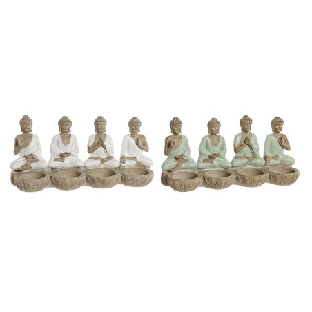 Prydnadsfigur Home ESPRIT Vit Grön Buddha Orientalisk 24 x 9 x 11 cm (2 antal)