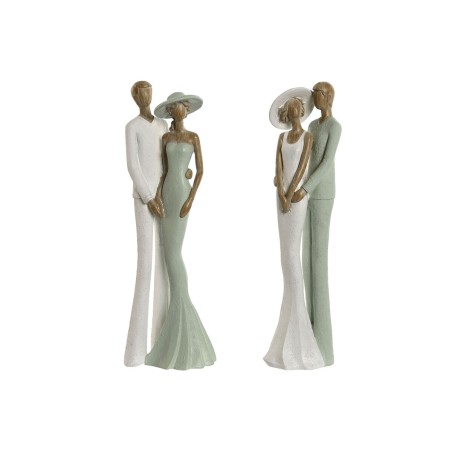 Decorative Figure Home ESPRIT White Green Pair 10 x 7,5 x 31 cm (2 Units)