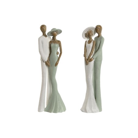 Figurine Décorative Home ESPRIT Blanc Vert Couple 10 x 7,5 x 31 cm (2 Unités)
