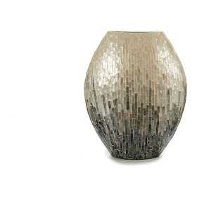 Vase Holz Grau Perlmutt DM (18 x 44,5 x 40 cm)