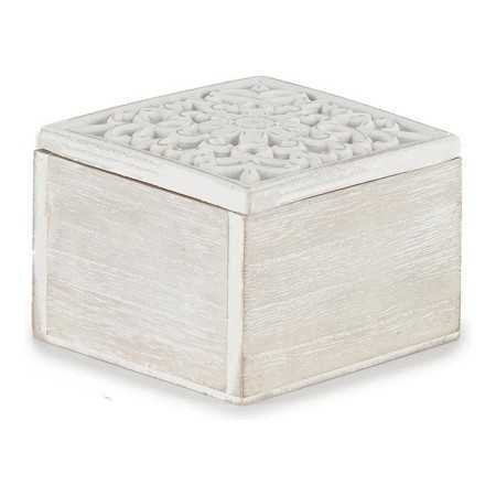 Boîte Décorative Blanc Bois (11,5 x 8 x 11,5 cm)