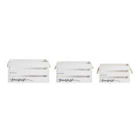 Set of decorative boxes Yourself White Wood (3 Pieces)