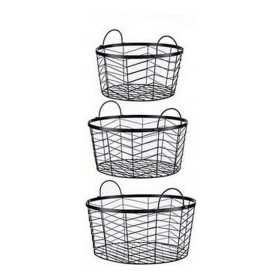 Set of Baskets Black Metal 40 x 18 x 40 cm (3 pcs)