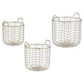 Set of Baskets Circular Golden Metal (3 pcs)