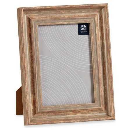 Photo frame Copper 19 x 2 x 24 cm Crystal Wood Brown Plastic