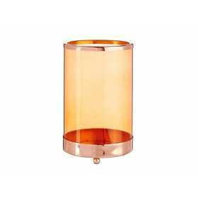 Kerzenschale Kupfer Bernstein Zylinder 12,2 x 19,5 x 12,2 cm Metall Glas