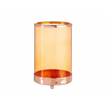 Kerzenschale Kupfer Bernstein Zylinder 12,2 x 19,5 x 12,2 cm Metall Glas