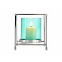 Candleholder Squared Silver Blue 11,5 x 12,6 x 11,5 cm Metal Glass