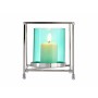 Kerzenschale karriert Silberfarben Blau 11,5 x 12,6 x 11,5 cm Metall Glas