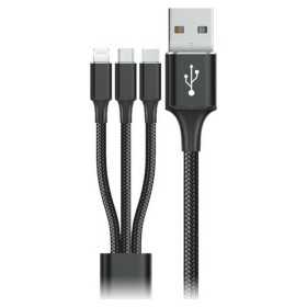 Câble USB vers Micro USB, USB-C et Lightning Goms Noir 1, 2 m