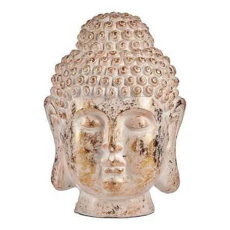 Dekorativ Trädgårdsfigur Buddha Huvud Vit/Guld Polyresin (45,5 x 68 x 48 cm)