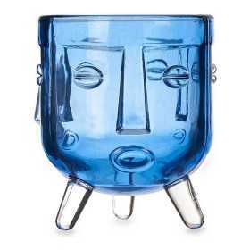 Candleholder Face Crystal Blue 7,8 x 8,8 x 7,8 cm