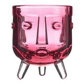 Candleholder Face Crystal Pink 7,8 x 8,8 x 7,8 cm