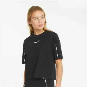 Damen Kurzarm-T-Shirt Puma Tape Crop Schwarz