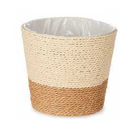 Cache-pot Naturel Marron Corde Plastique 16 x 14,5 x 16 cm