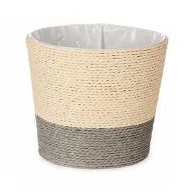 Planter Natural Brown Grey Rope Plastic