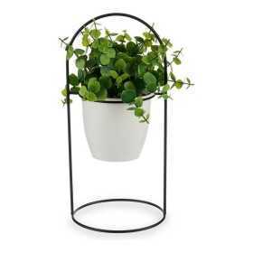 Dekorationspflanze Weiß Mit Unterstützung Schwarz Metall grün Kunststoff 21 x 30 x 21 cm