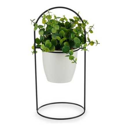 Plante décorative Blanc Avec support Noir Métal Vert Plastique 21 x 30 x 21 cm
