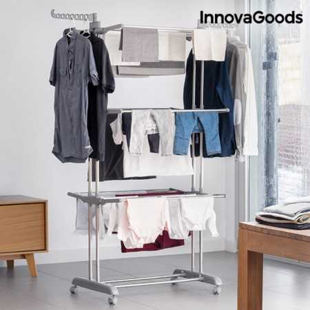 Folding Clothes Dryer with Wheels InnovaGoods Aluminium 24 Bars Grey (Refurbished B)