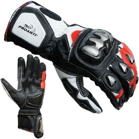 Gloves Leather Motorcycle XXXL Velcro fastening (Refurbished C)