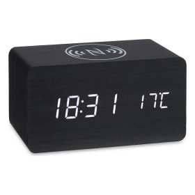 Digitale Desktop-Uhr Schwarz PVC Holz MDF (15 x 7,5 x 7 cm)