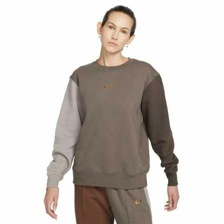 Damen Sweater ohne Kapuze Nike Swoosh Braun