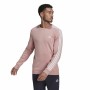 Men’s Sweatshirt without Hood Adidas Essentials French Terry 3 Stripes Pink