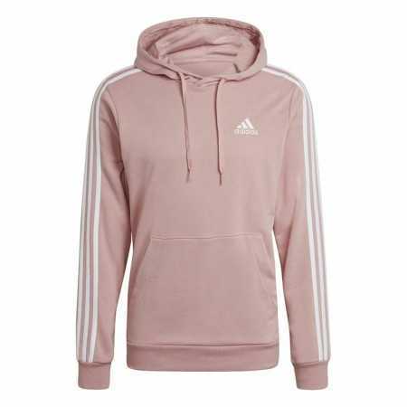 Tröja med huva Herr Adidas Essentials Wonder Mauve 3 Stripes Rosa