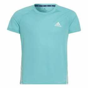 Barn T-shirt med kortärm Adidas Aeroready Three Stripes Aquamarine