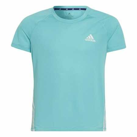 Kurzarm-T-Shirt für Kinder Adidas Aeroready Three Stripes Aquamarin