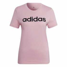 Damen Kurzarm-T-Shirt Adidas Loungewear Essentials Slim Logo Rosa