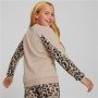 Hoodless Sweatshirt for Girls Puma Alpha Crew Neck Beige Leopard Pink