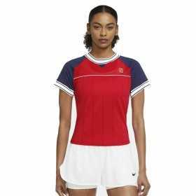 Damen Kurzarm-T-Shirt Nike Tennis Blau Rot