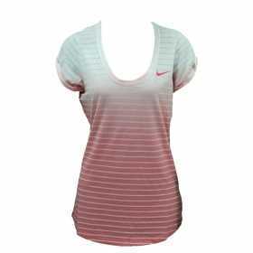 Women’s Short Sleeve T-Shirt Nike SS Dip Dye Burnout Red White