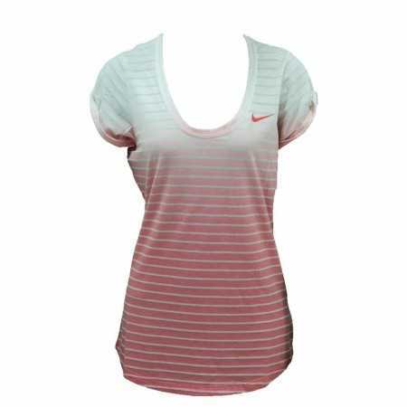 Damen Kurzarm-T-Shirt Nike SS Dip Dye Burnout Rot Weiß