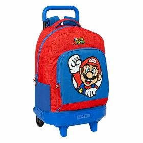 School Rucksack with Wheels Super Mario Red Blue (33 x 45 x 22 cm)
