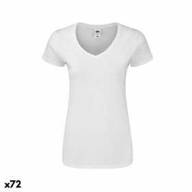 T-shirt à manches courtes femme 141319 100 % coton Blanc (72 Unités)
