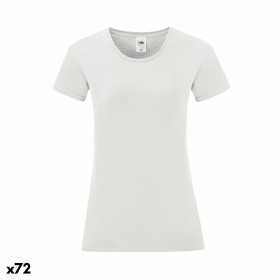 T-shirt à manches courtes femme 141317 100 % coton Blanc (72 Unités)