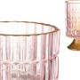 LED-Laterne Streifen Rosa Gold Glas (10,7 x 18 x 10,7 cm)